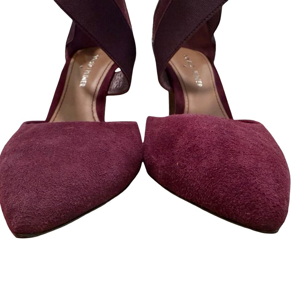Donald J. Pliner Burgundy Criss Cross Prime Leather Pointy Toe Stiletto Heels 8 - Picture 8 of 12